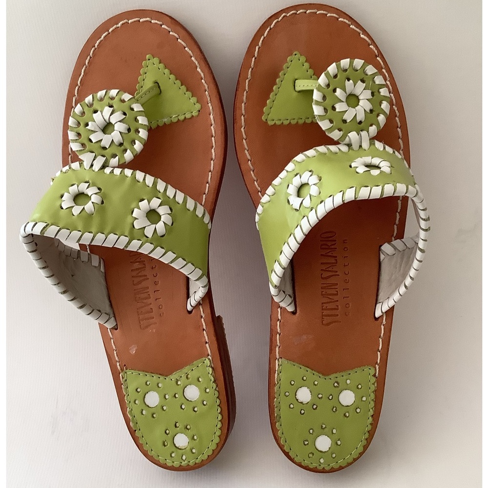 Steven Salario Navajo Lime And White Sandals SZ 6